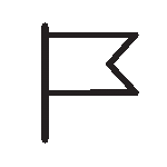 A simple black flag icon with a triangular cutout on a green background.