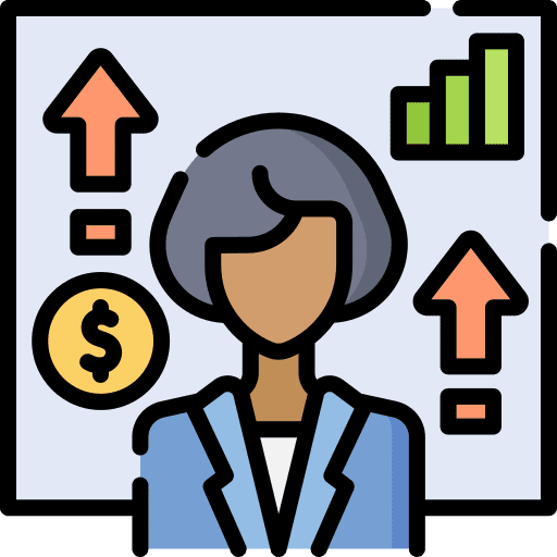 Businesswoman analyzing financial growth and profits.